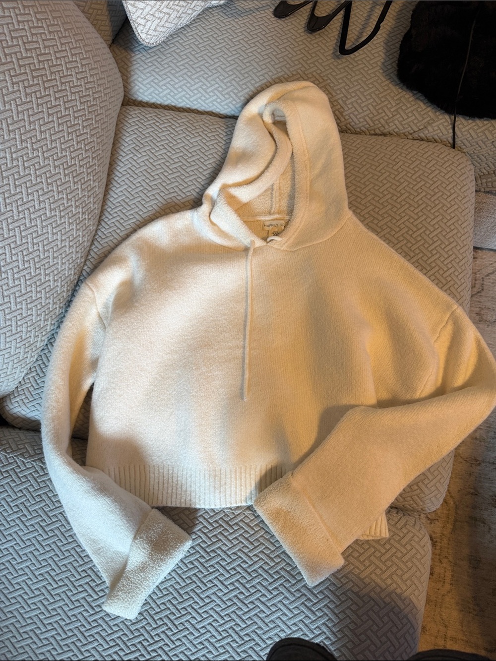 Cozy Women's Teddy Hoodie Jacket - Cream